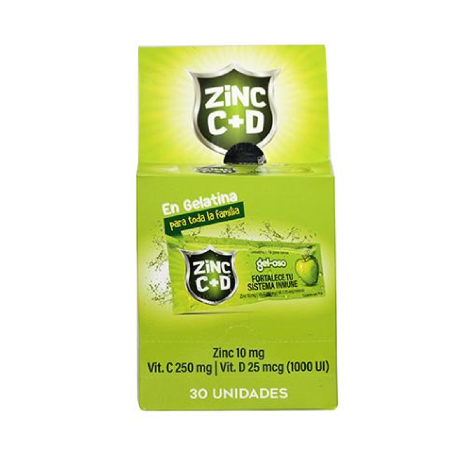 El Gel-Oso Zinc C+D sabor Manzana 30 Unidades